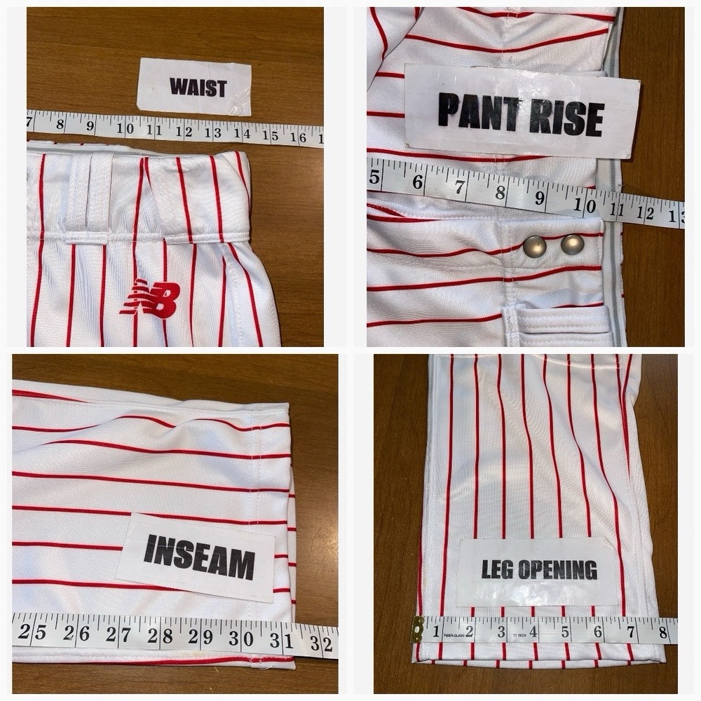 New Balance Baseball Pants Men 28 White Red‎ Stripes Sports - Picture 5 of 8